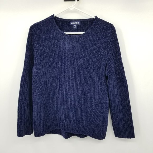 Lands' End Blue Ribbed Long Sleeved Pullover Sweater Size Small - Picture 1 of 9